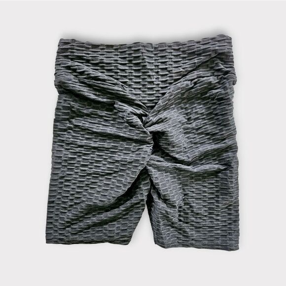 NWT Seven7 Scrunch Butt Anti Cellulite Honeycomb Texture Biker Shorts In Black M - Picture 3 of 10